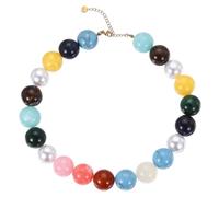 PATIKIL Collier de perles acrylique ajustable rond bohème coloré | Gros choker tendance, mélange arc-en-ciel, pour femmes, été déclaration de mode, pour plage vacances anniversaire