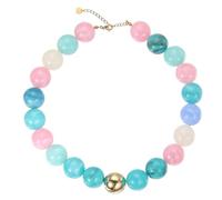 PATIKIL Collier de perles dorées acrylique volumineux réglable rond | Style coloré bohème tendance été, déclaration de mode, ras du cou pour femmes, pour plage, vacances, anniversaire