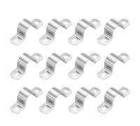PATIKIL Collier rigide 22mm, 12 Pcs Attaches pour conduits en acier inoxydable 304 en U épais à 2 trous de fixation pour tuyaux, câbles et fils (7/8")