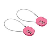 PATIKIL Combination Serrure 8 Pouce, 2 Pcs 3 Chiffres Extérieur Cadenas à Code Etanche avec Câble Métallique pour Bagages Salle de Sport Casier Clôture Boîte à Outils Sac à Dos, Rose