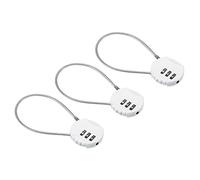 PATIKIL Combination Serrure 8 Pouce, 3 Pcs 3 Chiffres Extérieur Cadenas à Code Etanche avec Câble Métallique pour Bagages Salle de Sport Casier Clôture Boîte à Outils Sac à Dos, Blanc