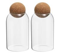 PATIKIL Contenant de Rangement en Verre de 500 ml/17 oz avec Bouchon en Liège, Lot de 2 Bocaux en Verre de Cuisine, Bocaux à Bonbons Décoratifs pour Noix, Sucre, Grains de Café