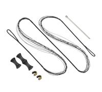 PATIKIL Cordes d'arc de rechange de 130 cm, accessoires de tir à l'arc 12 brins avec protège-doigts et 2 points d'encoche en laiton pour arc long classique classique, noir