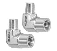 PATIKIL Coude de Rue en Barre à 90 Degrés 1/8" NPT Mâle x 1/8" NPT Femelle, 2 Pièces en Acier Inoxydable 304 Forgé pour Tuyau d'Air, de Carburant, d'Huile et d'Eau, Argent