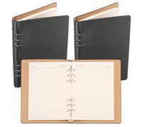PATIKIL Couverture de Classeur à 6 Anneaux, 2 Pcs A5 Carnet de Notes en Cuir Mini Agenda Personnel Rechargeable à Feuilles Mobiles avec 160 Feuilles de Papier, Noir