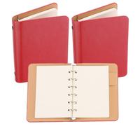 PATIKIL Couverture de Classeur à 6 Anneaux, 2 Pcs A7 Carnet de Notes en Cuir Mini Agenda Personnel Rechargeable à Feuilles Mobiles avec 100 Feuilles de Papier, Rouge