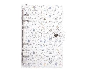PATIKIL Couverture De Classeur A6 PVC Souple Motif Étoiles 6 Anneaux | Rechargeable Coque Carnet Avec Fermeture À Bouton-Pression Dossiers À Feuilles Mobiles Pour Carnet Réunion DIY