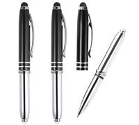 PATIKIL Crayon Bille Stylo avec Stylet Pointe et Del Lampe de Poche, 3 Lot 3 en 1 Métal Stylo Noir Encre 1.0mm Moyen Pointe Stylet Stylo pour Tactile Écrans, Noir