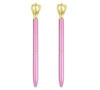 PATIKIL Crown Ballpoint Pen, 2Pcs Sparkling Bling Metal Pen With Crown Top Elegant 1.0mm Black Ink Ballpoint Refillable For Office Business Wedding Party Birthday Gift, Light Lavender/Gold