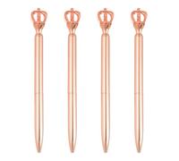 PATIKIL Crown Ballpoint Pen, 4Pcs Sparkling Bling Metal Pen With Crown Top Elegant 1.0mm Black Ink Ballpoint Refillable For Office Business Wedding Party Birthday Gift, Rose Gold