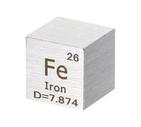 PATIKIL Cube fer, Cube densité Fe 10 mm Cube d'élément haute densité Cube métallique unique Tableau périodique des collections d'éléments Expériences en laboratoire Cours scientifiques