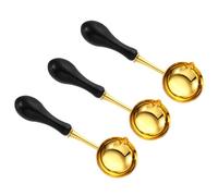 PATIKIL Cuillère à Cacheter de 4 Pouces, 3Pcs Cuillères à Cacheter en Laiton avec Manche en Bois Vintage pour Cachet de Cire, Projets Artistiques d'Enveloppe, Noir