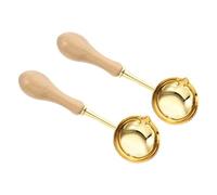 PATIKIL Cuillère à Cacheter en Cire de 4 Pouces, 2Pcs Cuillères en Métal avec Manche en Bois Vintage pour Cachet de Cire, Projets Artistiques d'Enveloppes, Couleur Bois