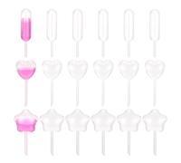 PATIKIL Cupcakes Pipettes, 200 Pcs 4ml Disposable Plastic Dessert Pipettes Strawberry Pipettes Squeeze Transfer Pipettes Droppers pour Cupcakes Mini Cakes Desserts Clear Dropper/Star/Heart
