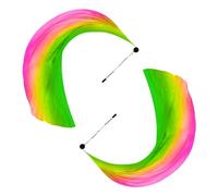PATIKIL Dance Silk Veil Poi 79" x 32", 1 Pair Women Belly Dance with Streamer Throw Ball pour Dance, Green&Yellow Rose