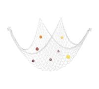 PATIKIL Décoration en Filet de Pêche, Style Méditerranéen, 80" x 40", Accessoire de Fête en Filet de Poisson Naturel avec Coquillages pour La Maison, La Chambre à Coucher, Blanc Crème