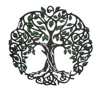 PATIKIL Décoration Murale en Métal, Sculpture Murale de L'Arbre de Vie, Ornement Suspendu Pour La Maison, Intérieur et Extérieur, Vert et Noir