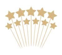 PATIKIL Décorations de Gâteau d'Anniversaire, 50pcs Mini Décoration de Cupcake Étoile Décorations de Gâteaux Mariage Fiançailles Fête Soiré, Doré