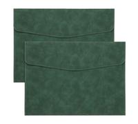 PATIKIL Dossier En Cuir PU Format A4 2Pièces Organisateur De dossiers Portefeuille Enveloppe De Classement Avec Fermeture À Pression Pour Lettres Reçus Vert