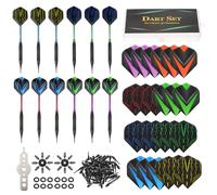 PATIKIL Doux Pointe Fléchettes Ensemble - 12 pcs 18 Gram avec Fléchettes Plastique Astuce 100 Extra Fléchettes Astuces 24 Fléchette Vols Clé & Vol Protecteurs avec Fléchettes Etui