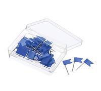 PATIKIL Drapeau Carte Poussoir Broches 60Pcs Plastique Tête Acier Pointe Voyage Cartes Punaises pour Photo Suspendu Maison Bureau Bleu