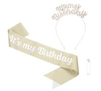 PATIKIL Écharpe "C'est mon anniversaire" avec serre-tête pour femmes doré