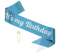 PATIKIL Écharpe d'anniversaire "C'est mon anniversaire" bleu clair Fantasy | Écharpe d'anniversaire Fantasy pailletée avec épingle de sûreté pour femmes, kit de décoration reine