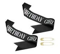 PATIKIL Écharpe d'Anniversaire pour Filles, 2 Pièces Écharpe d'Anniversaire Pailletée pour Femmes Écharpe Satinée Princesse Reine avec Épingle de Sûreté, Fantaisie Noire