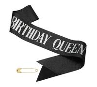 PATIKIL Écharpe d'Anniversaire pour Filles, Écharpe d'Anniversaire Pailletée pour Femmes, Écharpe de Satin de Reine pour avec Épingle de Sûreté, Fantaisie Noire