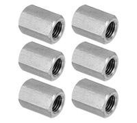 PATIKIL Ecrou Long M10 x 1.25 de Pas Écrou Hexagonal en Acier Inoxydable 304, 6Pcs 20mm/ 0.8" Longueur Raccords de Tige Filetés Avec Écrou de Serrage, Ton Argent