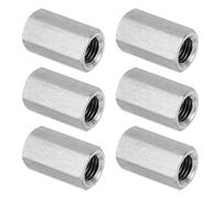PATIKIL Ecrou Long M10 x 1.25 de Pas Écrou Hexagonal en Acier Inoxydable 304, 6Pcs 25mm/ 1" Longueur Raccords de Tige Filetés Avec Écrou de Serrage, Ton Argent