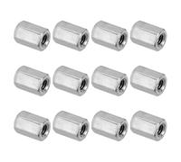 PATIKIL Ecrou Long M10 x 1.5 de Pas Écrou Hexagonal en Acier Inoxydable 304, 12Pcs 25mm/ 1" Longueur Raccords de Tige Filetés Grossiers, Écrous de Couplage, Ton Argent