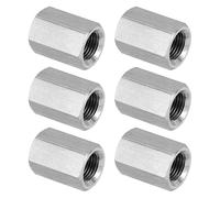 PATIKIL Ecrou Long M10 x 1 de Pas Écrou Hexagonal en Acier Inoxydable 304, 6Pcs 20mm/ 0.8" Longueur Raccords de Tige Filetés Avec Écrou de Serrage, Ton Argent