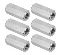 PATIKIL Ecrou Long M12 x 1.75 de Pas Écrou Hexagonal en Acier Inoxydable 304, 6Pcs 50mm/ 2" Longueur Raccords de Tige Filetés Grossiers, Écrous de Couplage, Ton Argent