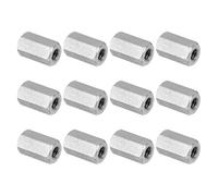 PATIKIL Ecrou Long M4 x 0.7 de Pas Écrou Hexagonal en Acier Inoxydable 304, 12Pcs 12mm/ 0.5" Longueur Raccords de Tige Filetés Grossiers, Écrous de Couplage, Ton Argent