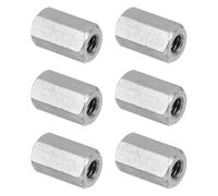 PATIKIL Ecrou Long M4 x 0.7 de Pas Écrou Hexagonal en Acier Inoxydable 304, 6Pcs 12mm/ 0.5" Longueur Raccords de Tige Filetés Grossiers, Écrous de Couplage, Ton Argent