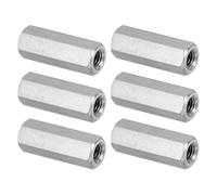 PATIKIL Ecrou Long M4 x 0.7 de Pas Écrou Hexagonal en Acier Inoxydable 304, 6Pcs 20mm/ 0.8" Longueur Raccords de Tige Filetés Grossiers, Écrous de Couplage, Ton Argent
