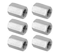 PATIKIL Ecrou Long M5 x 0.8 de Pas Écrou Hexagonal en Acier Inoxydable 304, 6Pcs 12mm/ 0.5" Longueur Raccords de Tige Filetés Grossiers, Écrous de Couplage, Ton Argent