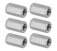 PATIKIL Ecrou Long M5 x 0.8 de Pas Écrou Hexagonal en Acier Inoxydable 304, 6Pcs 15mm/ 0.6" Longueur Raccords de Tige Filetés Grossiers, Écrous de Couplage, Ton Argent