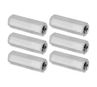 PATIKIL Ecrou Long M5 x 0.8 de Pas Écrou Hexagonal en Acier Inoxydable 304, 6Pcs 25mm/ 1" Longueur Raccords de Tige Filetés Grossiers, Écrous de Couplage, Ton Argent