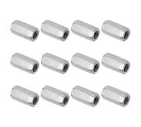 PATIKIL Ecrou Long M6 x 1 de Pas Écrou Hexagonal en Acier Inoxydable 304, 12Pcs 18mm/ 0.7" Longueur Raccords de Tige Filetés Grossiers, Écrous de Couplage, Ton Argent