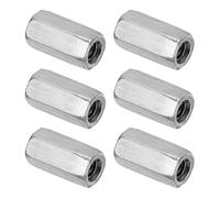 PATIKIL Ecrou Long M6 x 1 de Pas Écrou Hexagonal en Acier Inoxydable 304, 6Pcs 18mm/ 0.7" Longueur Raccords de Tige Filetés Grossiers, Écrous de Couplage, Ton Argent