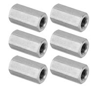 PATIKIL Ecrou Long M8 x 1 de Pas Écrou Hexagonal en Acier Inoxydable 304, 6Pcs 25mm/ 1" Longueur Raccords de Tige Filetés Avec Écrou de Serrage, Ton Argent