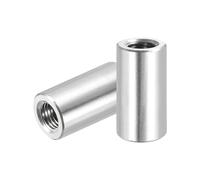 PATIKIL Écrous D'Accouplement Ronds En Acier Inoxydable 304 M10x1.25mm Pas Fin, 2 Pcs 30mm / 1.18" Longeur Filetage Métrique Fin Douille De Connexion Tige Barre Goujon, Ton Argenté