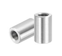 PATIKIL Écrous D'Accouplement Ronds En Acier Inoxydable 304 M10x1.25mm Pas Fin Métrique, 2 Pièces Longueur 25mm / 0.98" Manchon Connecteur Fileté Métrique Tige Barre Tige, Ton Argenté