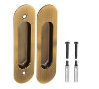 PATIKIL Encastré Doigt Tirez Poignées 6" Rectangulaire Poignées de Porte Coulissante de Placard Poignées de Porte de Grange Ensemble Quincaillerie avec Vis/Boulons Manchon, Bronze Jaune