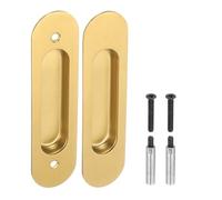 PATIKIL Encastré Doigt Tirez Poignées 6" Rectangulaire Poignées de Porte Coulissante de Placard Poignées de Porte de Grange Ensemble de Quincaillerie avec Vis/Boulons de Manchon, Or