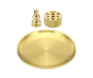 PATIKIL Encens Support Trousse, 1 Ensemble Laiton Encens Cône Bâton Support Encens Brûleur Cendres Receveur Support Base avec Assiette pour Yoga Spa Chambre Maison Bureau, 2 Modes