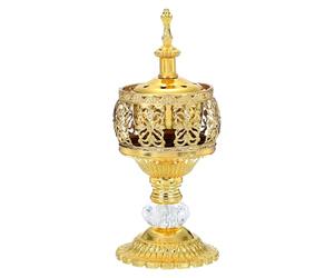 PATIKIL Encensoir, 18.5 x 7.7cm Brûleur d'Encens à Charbon de Bois et Résine d'Oliban pour Yoga Spa Aromathérapie, Décoration d'Intérieur et Usage à l'Église, Or