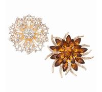 PATIKIL Ensemble de broches fleur en strass, 2 styles broche pin's tournesol cristal pour femmes costumes robes manteaux bouquets artisanat fête, Blanc/Champagne
